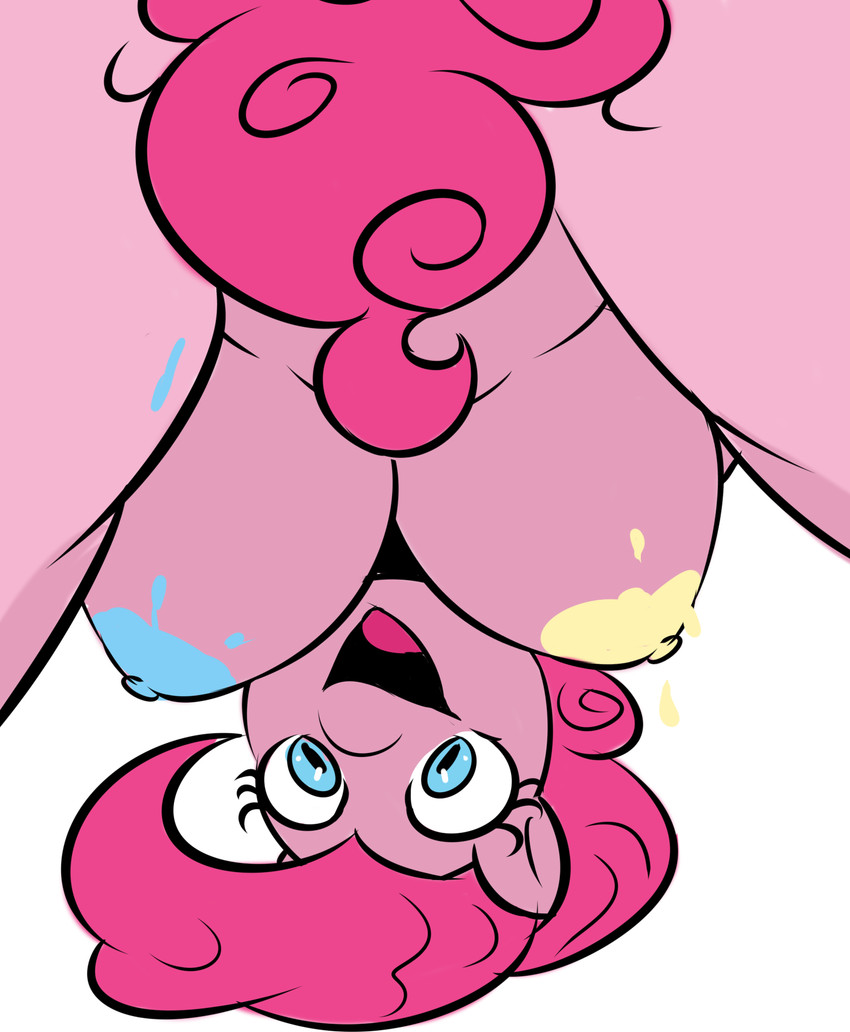 anthro areola belly big_breasts breasts female looking_at_viewer looking_through looking_through_legs mismatched_nipples nipples paint painted_areola slightly_chubby smile solo spread_legs spreading thick_thighs cosmicscourge friendship_is_magic hasbro my_little_pony pinkie_pie_(mlp) hi_res