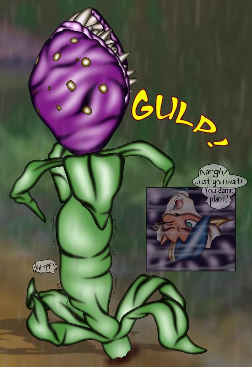 ambiguous_gender ambiguous_pred anthro barefoot carnivorous carnivorous_plant damsel damsel_in_distress duo feet female female/ambiguous female_prey forced fully_inside internal oral_vore peril plant plant_pred swallowing text unwilling_prey vore willing_pred soleswallower activision crash_bandicoot_(series) man-eating_plant_(crash_bandicoot) pirate_tawna bandicoot mammal marsupial monster living_(disambiguation) absurd_res english_text hi_res