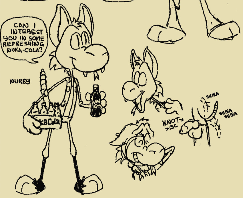 anthro boots bottle cheek_tuft clothing container dialogue eyes_closed facial_tuft fangs flannel_shirt footwear forked_tongue genitals holding_bottle holding_container holding_object knot male nuka-cola penis rattle_(anatomy) shoes solo speech_bubble teeth text tongue tongue_out toony toony_expression tuft doodledoggy fallout microsoft fan_character nukey_(doodledoggy) canid canine canis coyote hybrid mammal night_stalker_(fallout) pit_viper rattlesnake reptile scalie snake viper black_and_yellow clip_studio_paint_(artwork) digital_media_(artwork) english_text monochrome