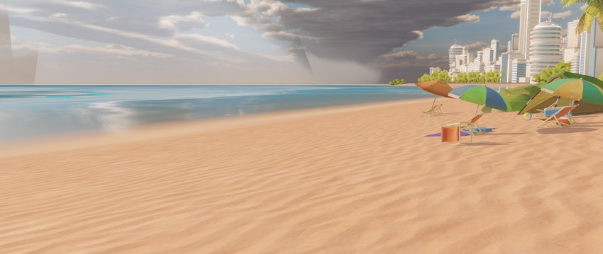 ball beach beach_ball beach_chair beach_umbrella building cloud inflatable parasol plant sea seaside water zero_pictured cyrusdoesart hi_res