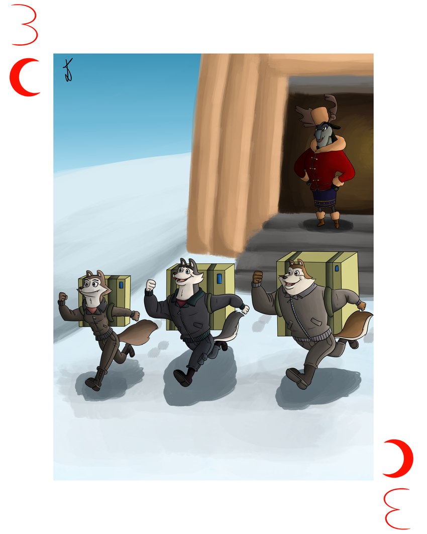 anthro card card_template custom_cards delivery_(commerce) female male playing_card playing_card_template postal_delivery working shiromon999 arctic_dogs dakota_(arctic_dogs) duke_(arctic_dogs) dusty_(arctic_dogs) magda_(arctic_dogs) canid canine canis deer domestic_dog husky mammal new_world_deer nordic_sled_dog reindeer spitz 4:5 absurd_res hi_res