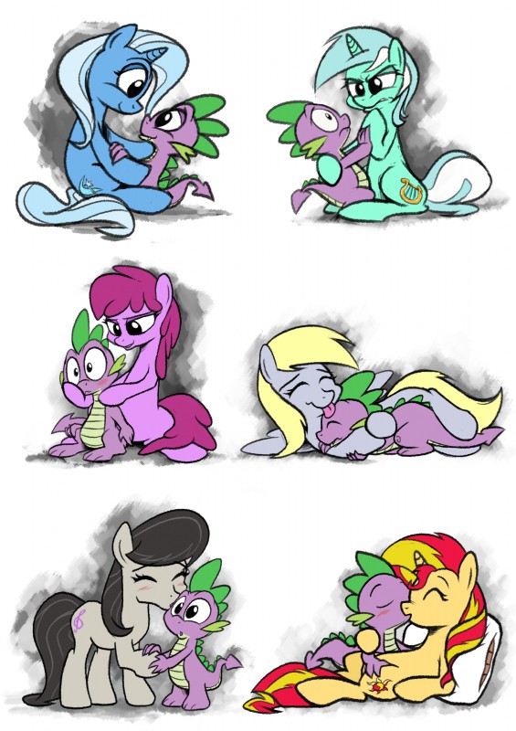 black_hair blonde_hair blue_hair blush duo fangs feathered_wings feathers female feral green_hair hair horn hug kissing licking lying male multicolored_hair multiple_partners on_back pillow purple_hair red_hair simple_background tail teeth tongue tongue_out two_tone_hair white_hair wings epulson equestria_girls friendship_is_magic hasbro my_little_pony mythology berry_punch_(mlp) derpy_hooves_(mlp) lyra_heartstrings_(mlp) octavia_(mlp) spike_(mlp) sunset_shimmer_(eg) trixie_(mlp) dragon earth_pony equid equine horse mammal mythological_creature mythological_equine mythological_scalie pegasus pony scalie unicorn 2015 absurd_res hi_res multiple_images story story_in_description