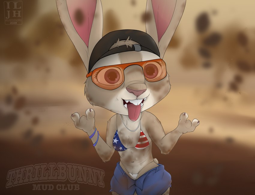 american_flag anthro bottomwear bra clothing cosplay daisy_dukes denim denim_bottomwear denim_clothing denim_shorts dirty dirty_clothing eyewear female glasses hat headgear headwear hotpants mud muddy shorts solo text underwear united_states_of_america ilovejudyhopps disney grand_theft_auto grand_theft_auto_vi rockstar_games zootopia judy_hopps lagomorph leporid mammal rabbit 2023 english_text hi_res signature