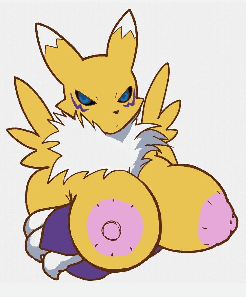 angry anthro areola big_breasts breasts crossed_arms female nipples pink_areola pink_nipples solo leptail bandai_namco digimon canid digimon_(species) humanoid mammal renamon hi_res letterbox