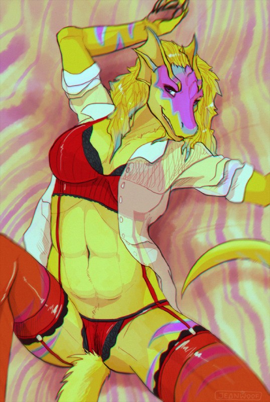 anthro bed biped bra breasts butt clothed clothing female fur furniture genitals grey_hair hair looking_at_viewer lying on_bed partially_clothed presenting presenting_hindquarters purple_eyes pussy smile solo tail underwear jeanwoof mythology alayana dragon mammal mythological_creature mythological_scalie scalie 2016 digital_media_(artwork) hi_res