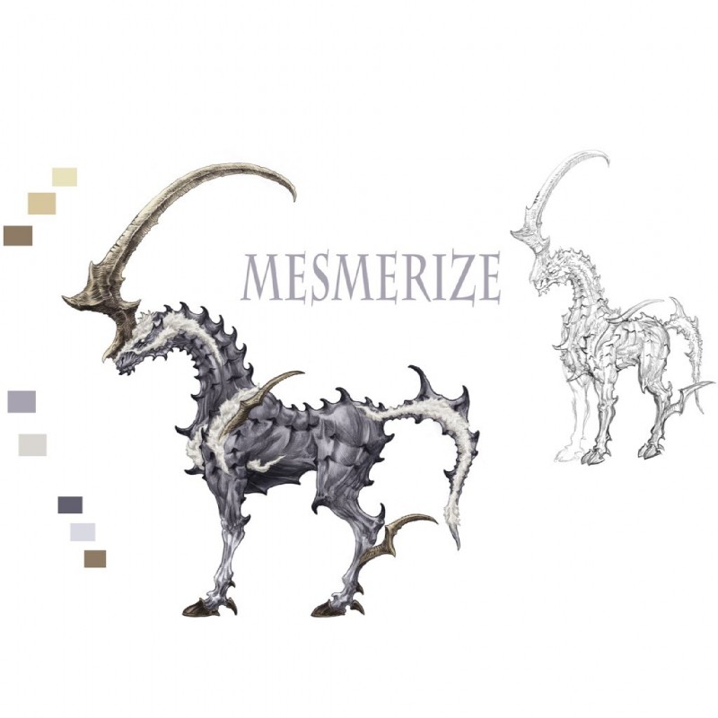 ambiguous_gender empty_eyes feral fur hooves horn nude solo text final_fantasy final_fantasy_xv square_enix equid equine horse mammal mesmerize 1:1 english_text official_art