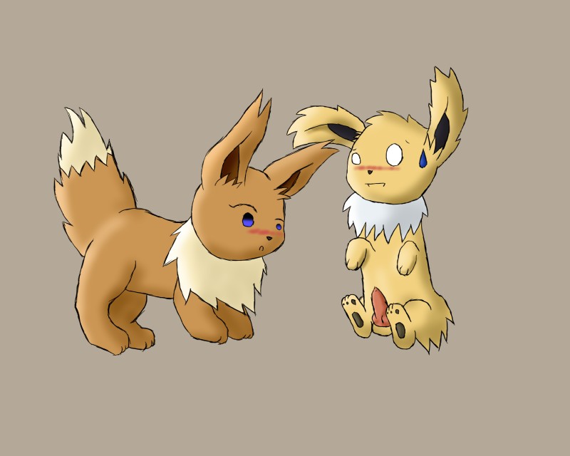 balls blush duo erection feet female feral genitals hindpaw knot male nude open_mouth paws penis quadruped simple_background tail toes skyffan nintendo pokemon canid canine eevee eeveelution generation_1_pokemon jolteon mammal pokemon_(species) 5:4 hi_res