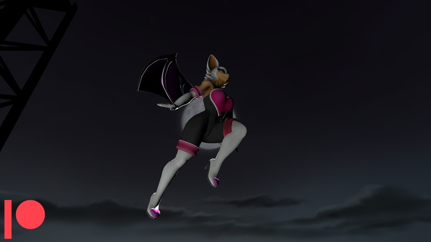 boots clothing cloud female flying footwear gloves handwear moon night shoes solo wings silverlion27 sega sonic_the_hedgehog_(series) warfare_machine rouge_the_bat warfare_rouge bat mammal 16:9 3d_(artwork) digital_media_(artwork) hi_res widescreen