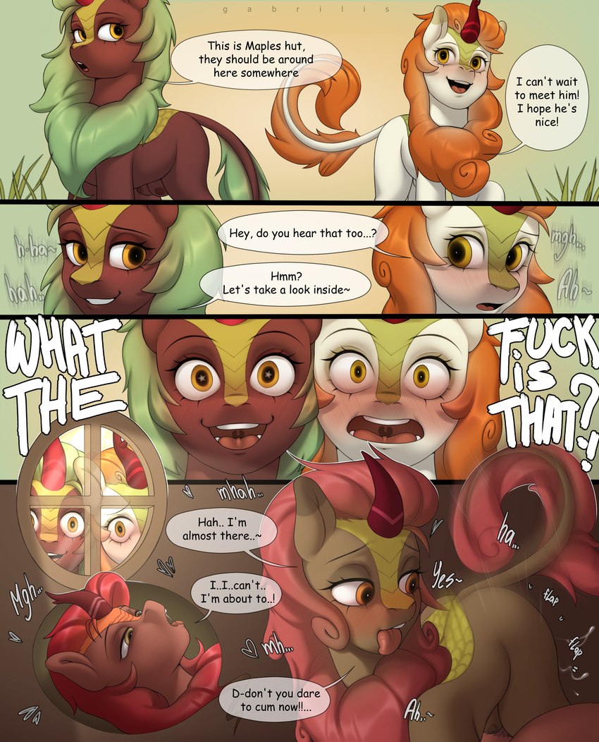 autumn blaze, blazing autumn, cinder glow, and maple brown (friendship is magic and etc) created by gabrilis