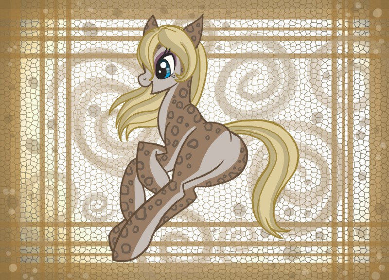 alternate_species blonde_hair brown_body brown_fur butt female feral fur green_eyes hair open_mouth ponification raised_tail smile solo spots tail white_body white_fur raptor007 hasbro my_little_pony fan_character lalee earth_pony equid equine horse mammal pony 2012 digital_media_(artwork) hi_res