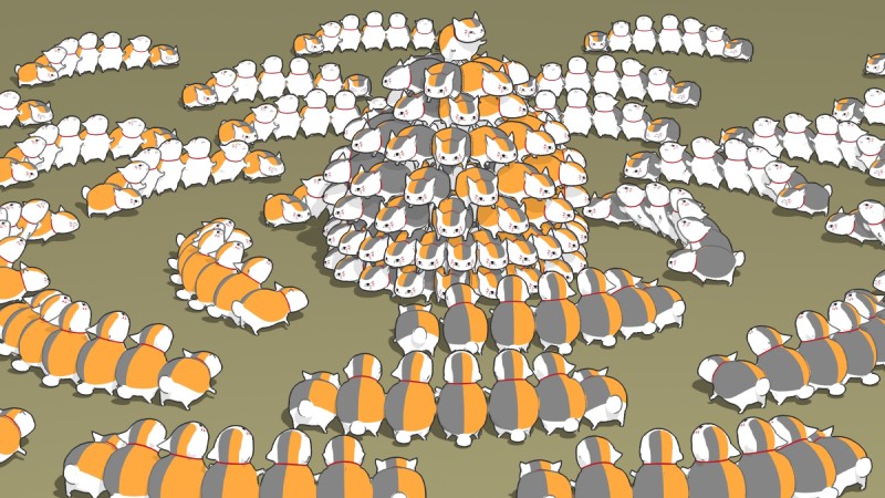 ambiguous_gender ceremony circle clone cult feral group what worship peezi natsume's_book_of_friends madara_(natsume_yuujinchou) calico_cat domestic_cat felid feline felis mammal 16:9 hi_res widescreen