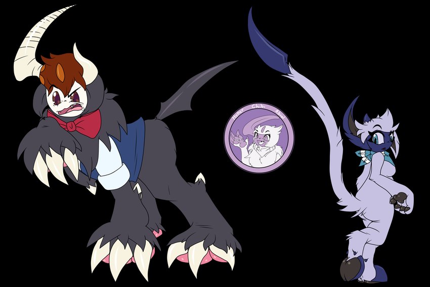 alternate_species bow_tie duo female kerchief male padded_hoof padded_hooves pawpads paws spottie_the_demon toon_demon toony transformation hyperchibiabsol nintendo pokemon chibi_the_absol absol demon generation_3_pokemon pokemon_(species) 3:2 absurd_res alpha_channel hi_res