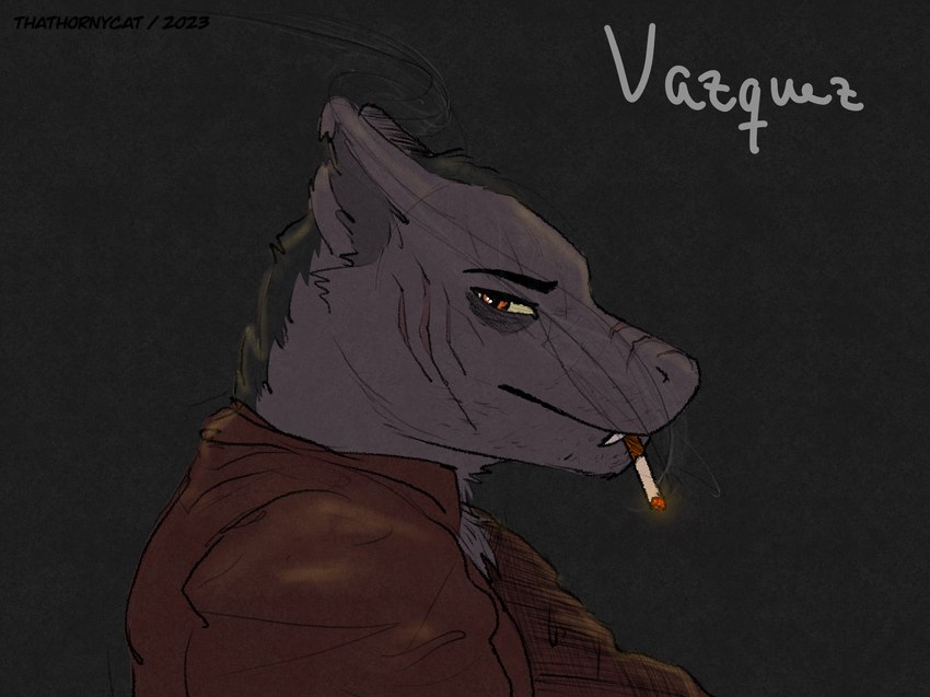 male mature_male smoking thathornycat capitoline_ranch vazquez_(capitoline_ranch) bust_portrait colored hi_res portrait sketch