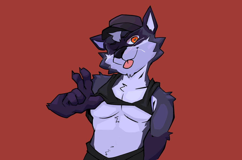 5_fingers anthro blep claws clothed clothing clothing_lift fingers looking_at_viewer male muscular muscular_male navel one_eye_closed pecs shirt shirt_lift simple_background solo tongue tongue_out topwear whiskers wink rygel_spkb rygel_(rygel_spkb) mammal procyonid raccoon hi_res