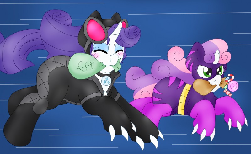 catgirl, catwoman, kitrina falcone, rarity, and sweetie belle (friendship is magic and etc) created by blackbewhite2k7