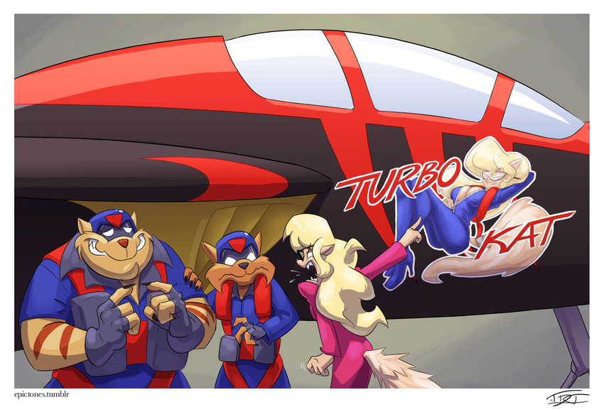 aircraft airplane angry anthro border clothed clothing female group jet male nervous nose_art pose scared turbokat vehicle white_border hardtones hanna-barbera swat_kats callie_briggs chance_furlong jake_clawson mammal pinup