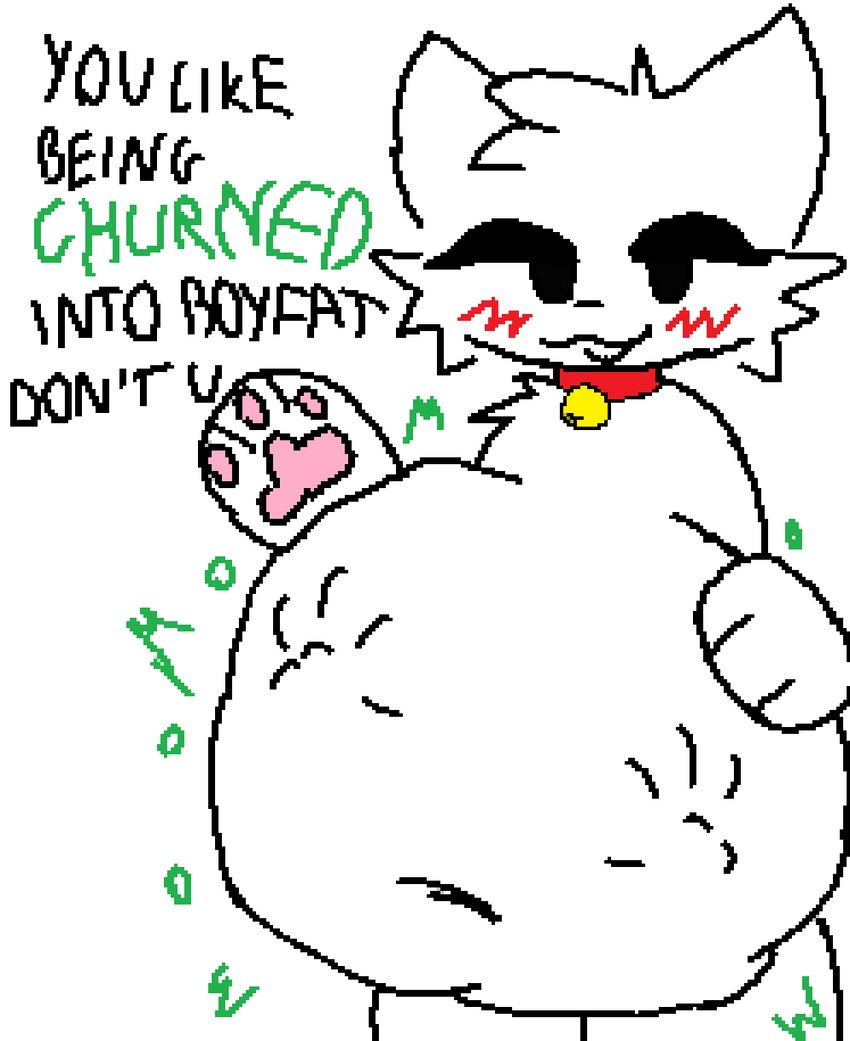 4-bit anthro anthro_pred arm_tuft asking asking_viewer bell bell_collar belly big_belly biped black_eyes black_nose black_text blush blush_lines cheek_tuft collar collar_only dialogue ears_up facial_tuft fingerpads fully_inside fur green_text hand_on_belly hand_on_own_belly handpaw head_tuft highlighted_text huge_belly jingle_bell jingle_bell_collar looking_at_viewer male male_anthro male_pred monotone_arms monotone_background monotone_belly monotone_body monotone_chest monotone_collar monotone_face monotone_fur monotone_legs navel nude nude_anthro nude_male open_mouth open_smile pawpads paws pink_pawpads prick_ears question red_collar same_size_vore shoulder_tuft simple_background smile smiling_at_viewer smug soft_vore solo standing tag_question talking_to_viewer text text_emphasis tuft unseen_prey vore white_arms white_background white_belly white_body white_chest white_ears white_face white_fur white_legs white_thighs white_tuft tcsrjx boy_kisser_(meme) silly_cat_(mauzymice) domestic_cat felid feline felis mammal 2023 aliasing digital_drawing_(artwork) digital_media_(artwork) english_description english_text hi_res meme portrait three-quarter_portrait male_(lore)