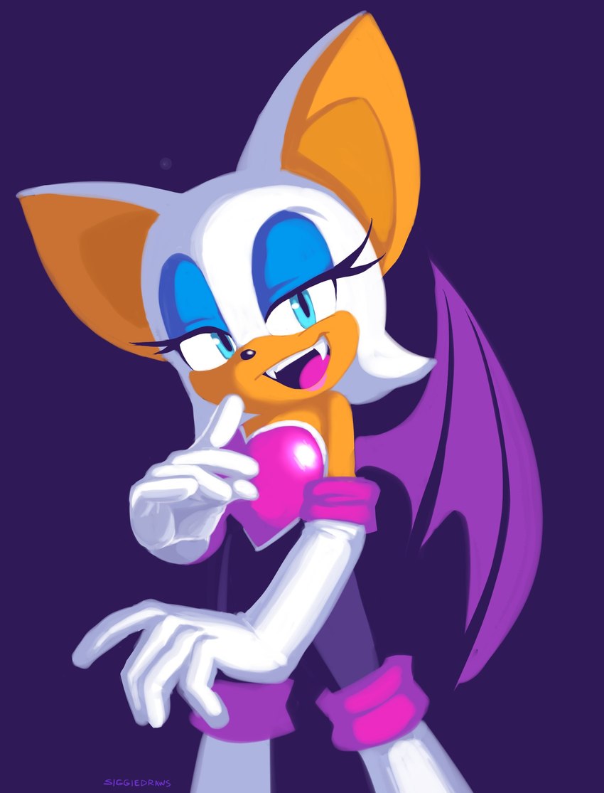 5_fingers anthro bat_wings clothing eyeshadow female fingers gloves half-closed_eyes handwear makeup membrane_(anatomy) membranous_wings narrowed_eyes open_mouth simple_background solo teeth tongue wings siggiedraws sega sonic_the_hedgehog_(series) rouge_the_bat bat mammal 2022 absurd_res hi_res signature