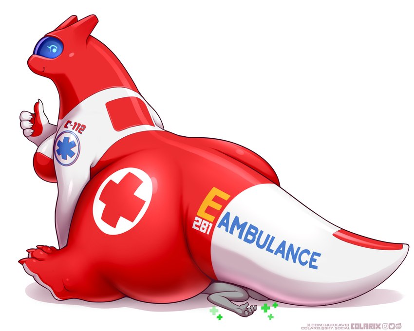 ambulance ambulance_(colarix) anthro big_butt breasts butt facesitting female gesture hand_gesture huge_butt hyper hyper_butt larger_female looking_back machine male male/female non-mammal_breasts screen screen_face sitting sitting_on_another size_difference tail thick_thighs thumbs_up vehicle wide_hips colarix mythology e281_(colarix) dragon living_machine living_vehicle mythological_creature mythological_scalie scalie 5:4 absurd_res hi_res lol_comments