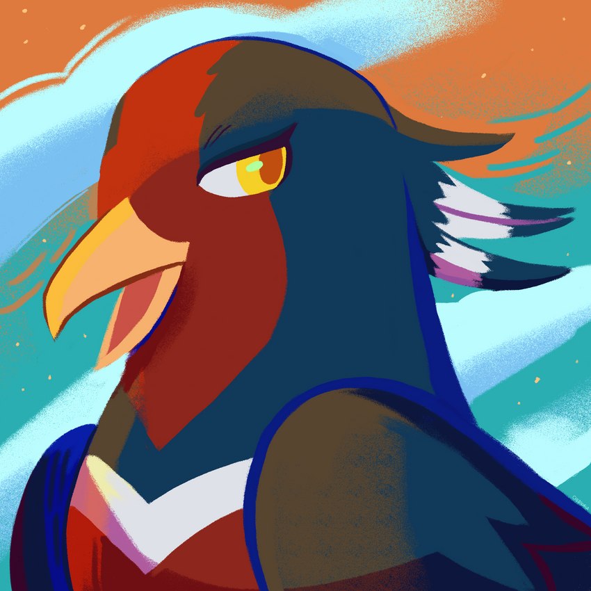 beak blue_body feathered_crest feathered_wings feathers female head_crest markings red_markings solo white_body white_markings wings yellow_eyes cherivinca nintendo pokemon mistral_(gyro) avian generation_3_pokemon pokemon_(species) swellow 1:1 hi_res