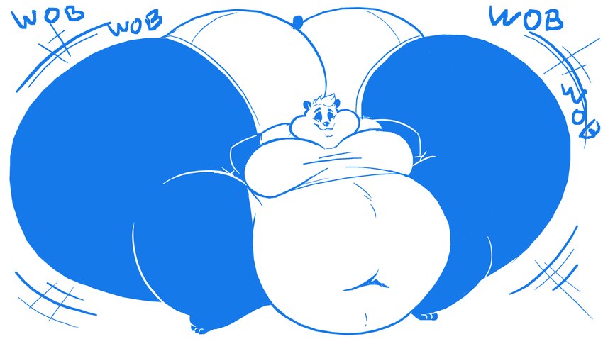 anthro belly big_belly big_butt butt clothing huge_butt hyper hyper_butt male moobs obese obese_male overweight overweight_male solo underwear hoodah dayken bear giant_panda mammal 16:9 blue_and_white monochrome widescreen