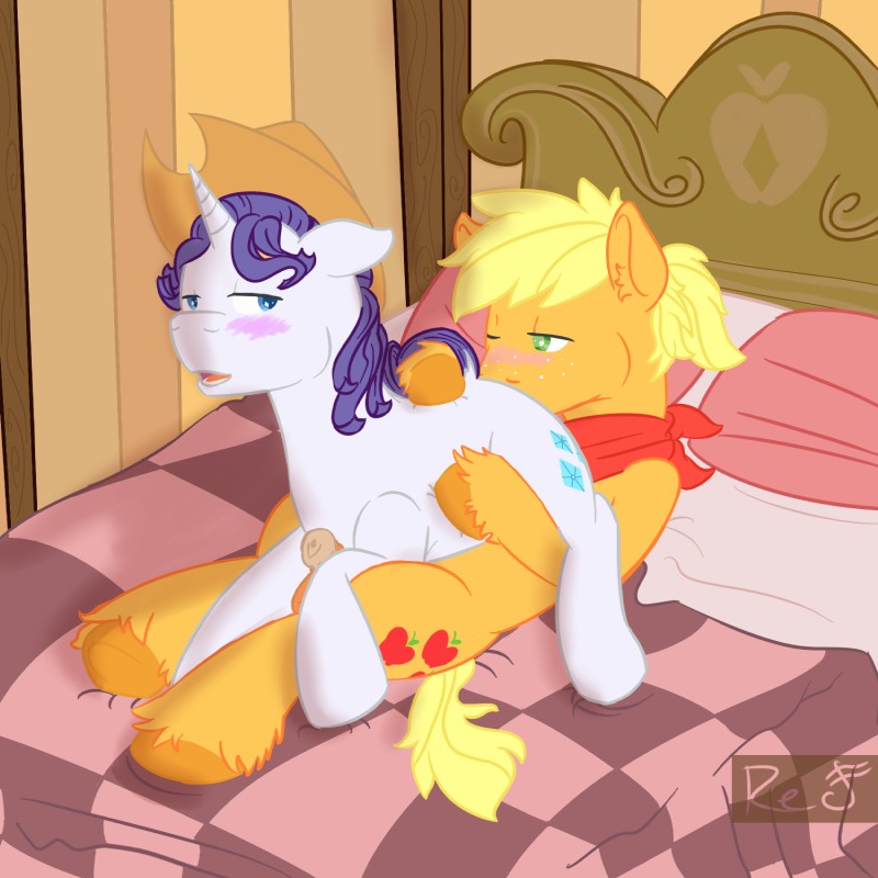 applejack and rarity (friendship is magic and etc) created by red note