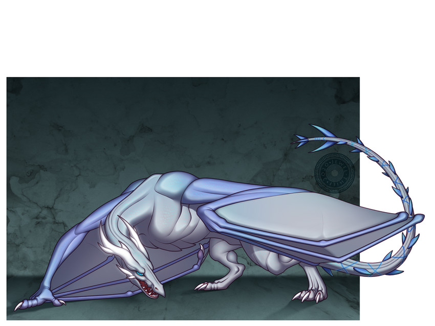 ambiguous_gender blue_eyes feral membrane_(anatomy) membranous_wings open_mouth solo standing tail teeth tongue wings jewel-thief european_mythology mythology dragon mythological_creature mythological_scalie scalie western_dragon wyvern 2020 4:3 digital_media_(artwork) hi_res