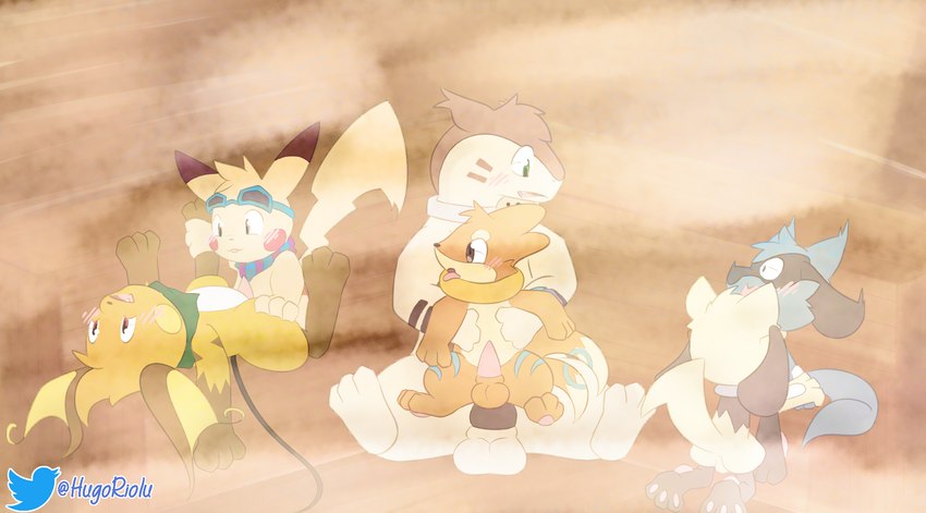 anal anal_penetration feral genitals group male male/male penetration penis sauna steam sucking young hugoriolu nintendo pokemon cleff_(yellyxp) hugo_the_riolu risen sparkychu zarro_(zarro_the_raichu) buizel generation_1_pokemon generation_2_pokemon generation_4_pokemon pikachu pokemon_(species) raichu riolu typhlosion hi_res