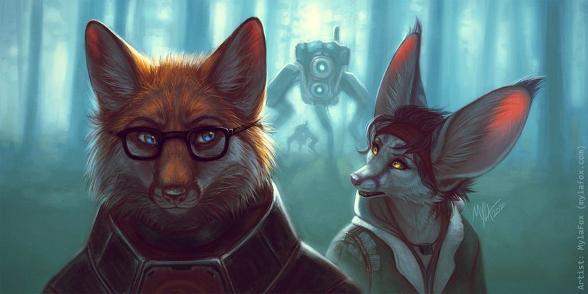 alyx vance, gordon freeman, kenjifox, and mylafox (half-life and etc) created by mylafox