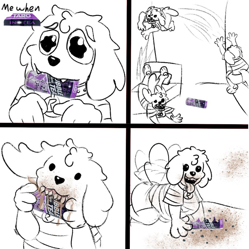 acting_like_a_dog afterimage anthro beverage bubble_tea canned_drink female messy solo tail tail_motion tailwag lazy_ruby ruby_mello_(dynamitegrizzly) canid canine canis domestic_dog mammal 1:1 meme