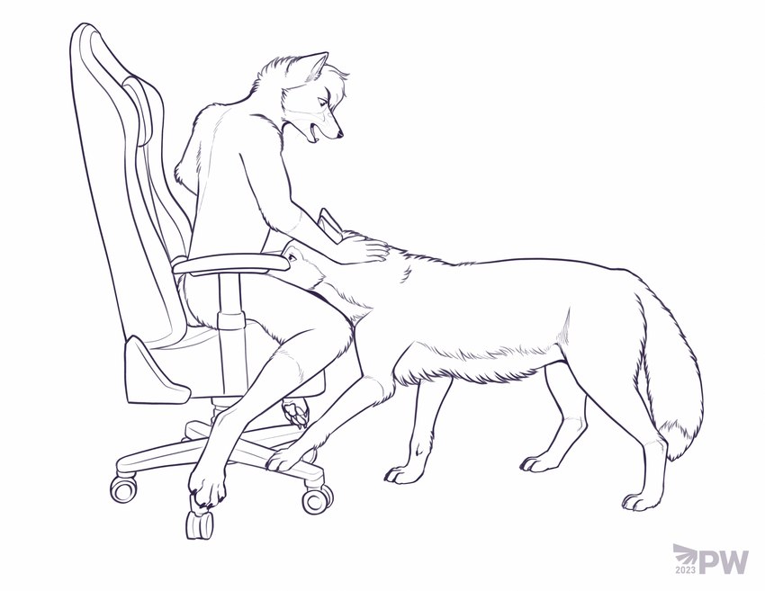 anthro anthro_on_feral anthro_penetrating anthro_penetrating_feral bestiality biped black_nose chair claws duo eyebrows fellatio female feral feral_penetrated fur furniture gaming_chair hair implied_oral looking_down male male/female male_on_feral nude on_chair open_mouth oral oral_penetration paws penetration penile penile_penetration penis_in_mouth quadruped sex simple_background sitting sitting_on_chair toe_claws white_background paper-wings independence arctic_fox canid canine canis fox mammal true_fox wolf 2023 dated hi_res monochrome