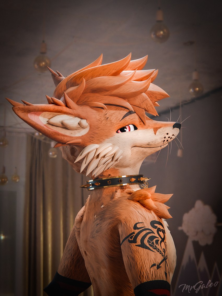 anthro brown_body brown_fur collar fluffy fur hair looking_at_viewer male simple_background smile solo mrgaleo blender_cycles rolen mammal rexouium 3:4 3d_(artwork) blender_(artwork) digital_media_(artwork) hi_res