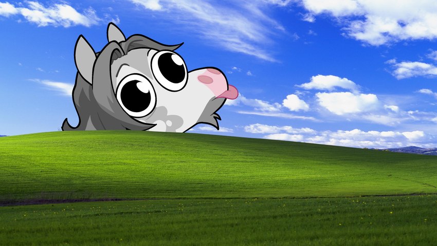 anthro blowing_raspberries field male pbbth pfft silly silly_face solo tongue tongue_out toony irradiatedpiratebooty bliss_(image) microsoft microsoft_windows windows_xp glue_(irradiatedpiratebooty) equid equine horse mammal 16:9 4k absurd_res hi_res meme wallpaper widescreen