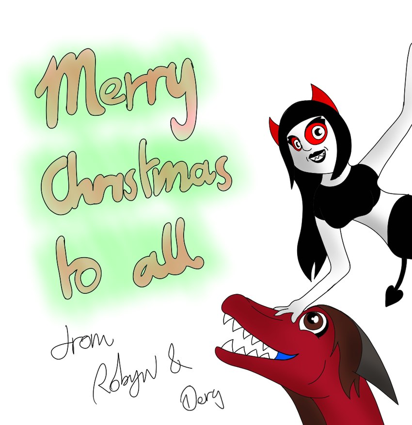 female feral holidays male tulpa christmas mythology robyn demon dragon human imp mammal mythological_creature mythological_scalie scalie digital_media_(artwork) sketch trans_(lore)