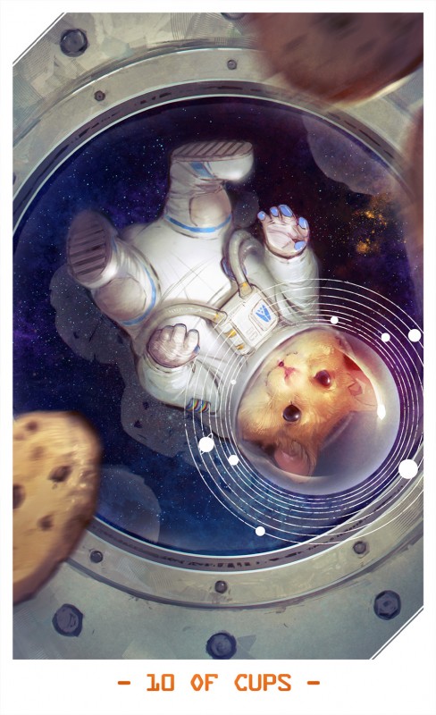 ambiguous_gender anthro card card_template cookie cups_(tarot) food fortune_telling fur minor_arcana solo space spacesuit star tan_body tan_fur tarot tarot_card ten_of_cups_(tarot) alteya bioware electronic_arts mass_effect space_hamster_(mass_effect) cricetid hamster mammal rodent space_hamster hi_res