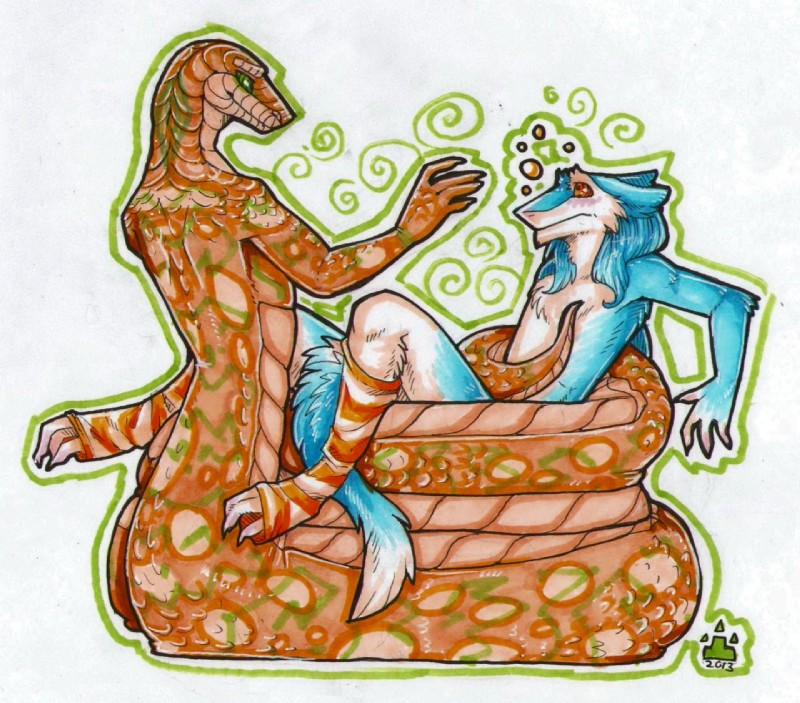 ambiguous_gender anthro clothing coiling dominant duo hypnosis legwear male mind_control paws spiral_eyes stockings tail grostenmeiers kalisster_ssin markus_(dowantanaccount) mammal python reptile scalie sergal snake