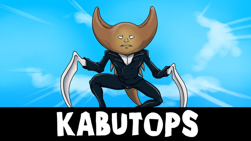 anthro black_eyes brown_body bulge clothed clothing male open_mouth solo teeth thin_calves thin_legs thin_thighs ergomancy hylics nintendo pokemon wayne_(hylics) fossil_pokemon generation_1_pokemon kabutops pokemon_(species) 16:9 hi_res widescreen