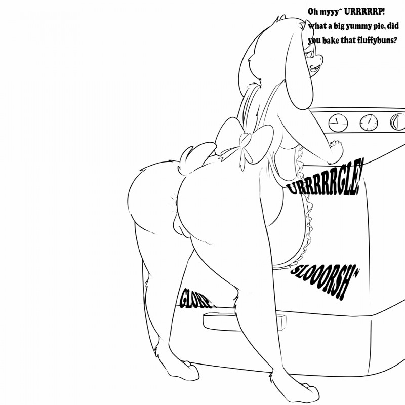 anthro anus appliance apron apron_only bodily_noises bow_(feature) bow_apron burping butt clothing clothing_bow derived_sound_effect dialogue dialogue_with_sound_effects different_sound_effects digestion duo extended_sound_effect fangs female female_pred genitals glorp horn inside internal kitchen_appliance kitchen_stove mostly_nude onomatopoeia oral_vore oven pussy rumbling_stomach simple_background slorsh slosh sloshing_belly solo sound_effect_variant sound_effects stove teeth text vore warped_text white_background senbiku_mew undertale undertale_(series) toriel boss_monster_(undertale) bovid caprine mammal 1:1 black_and_white digital_media_(artwork) english_text hi_res monochrome