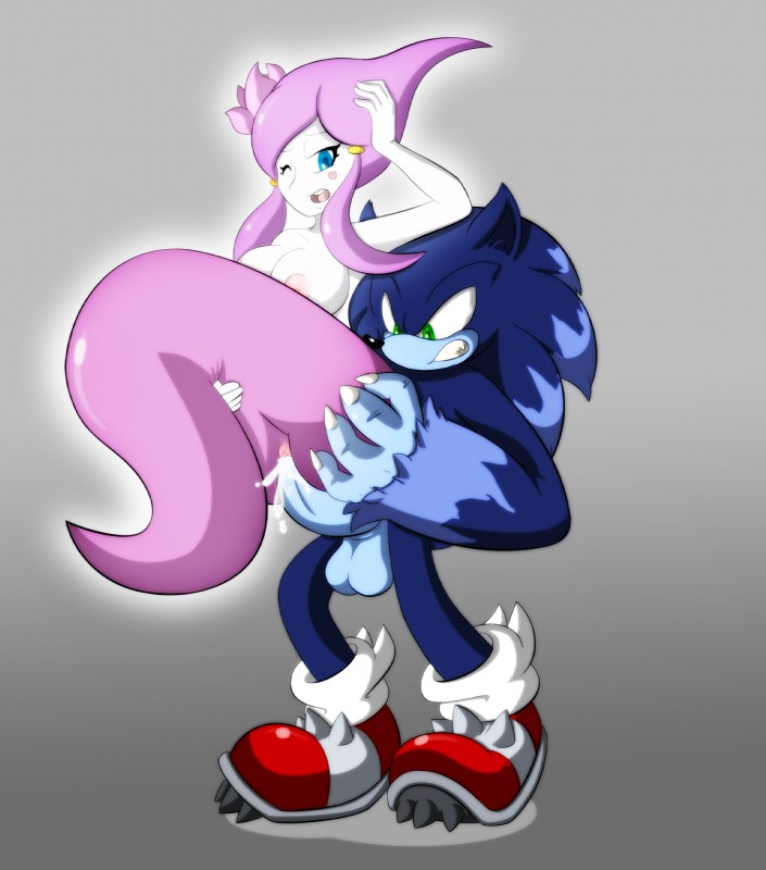 anthro balls blue_balls blue_body blue_eyes blue_fur blue_skin bodily_fluids breasts cum cum_in_pussy cum_inside duo female fur genital_fluids genitals green_eyes grey_background hair male male/female purple_hair simple_background sandunky sega sonic_the_hedgehog_(series) sonic_unleashed lah_(sonic) sonic_the_hedgehog sonic_the_werehog eulipotyphlan mammal werecreature wereeulipotyphlan werehog hi_res