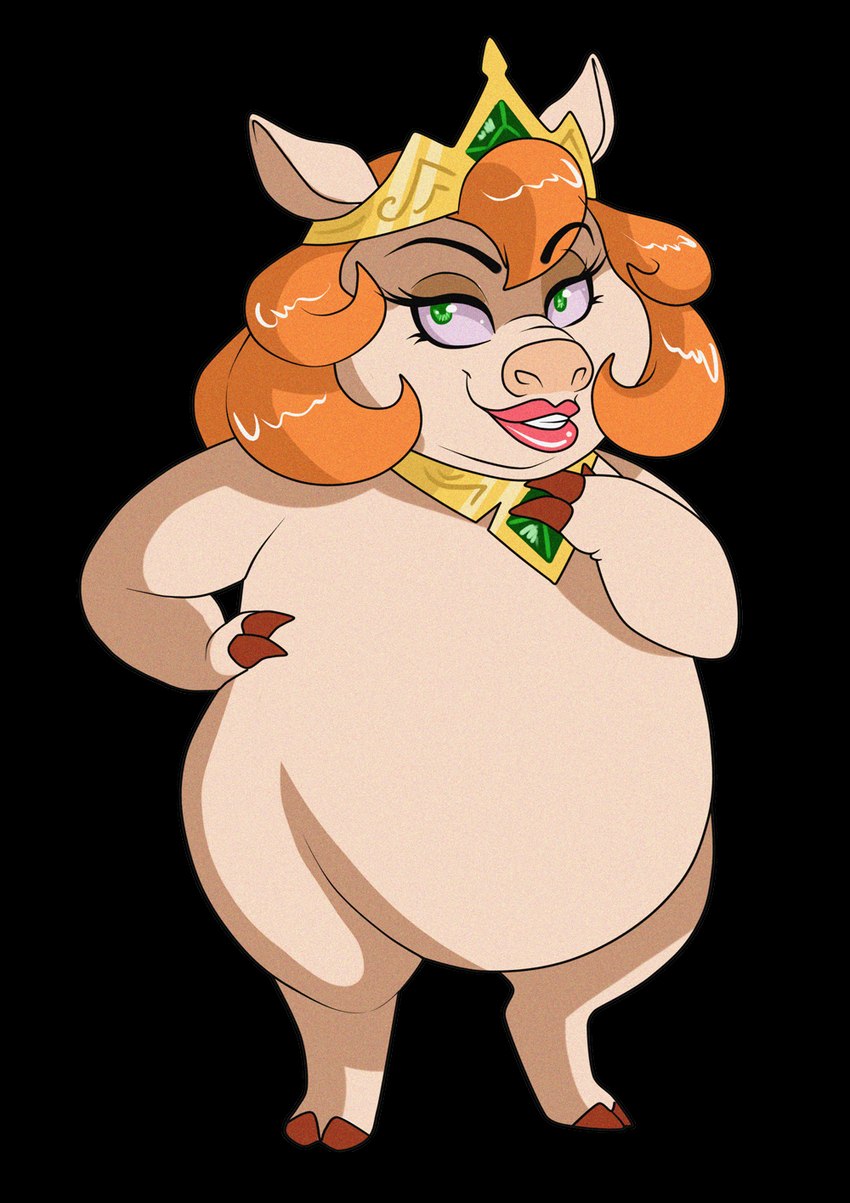 anthro belly big_belly border eyelashes female front_view glistening glistening_eyes green_eyes hair lips nude orange_hair overweight overweight_anthro overweight_female princess red_lips royalty simple_background smile solo standing tan_body tan_skin transparent_background transparent_border milk-jug hasbro mlp_g1 my_little_pony porcina domestic_pig mammal suid suine sus_(pig) 2015 alpha_channel colored digital_drawing_(artwork) digital_media_(artwork) full-length_portrait hi_res portrait