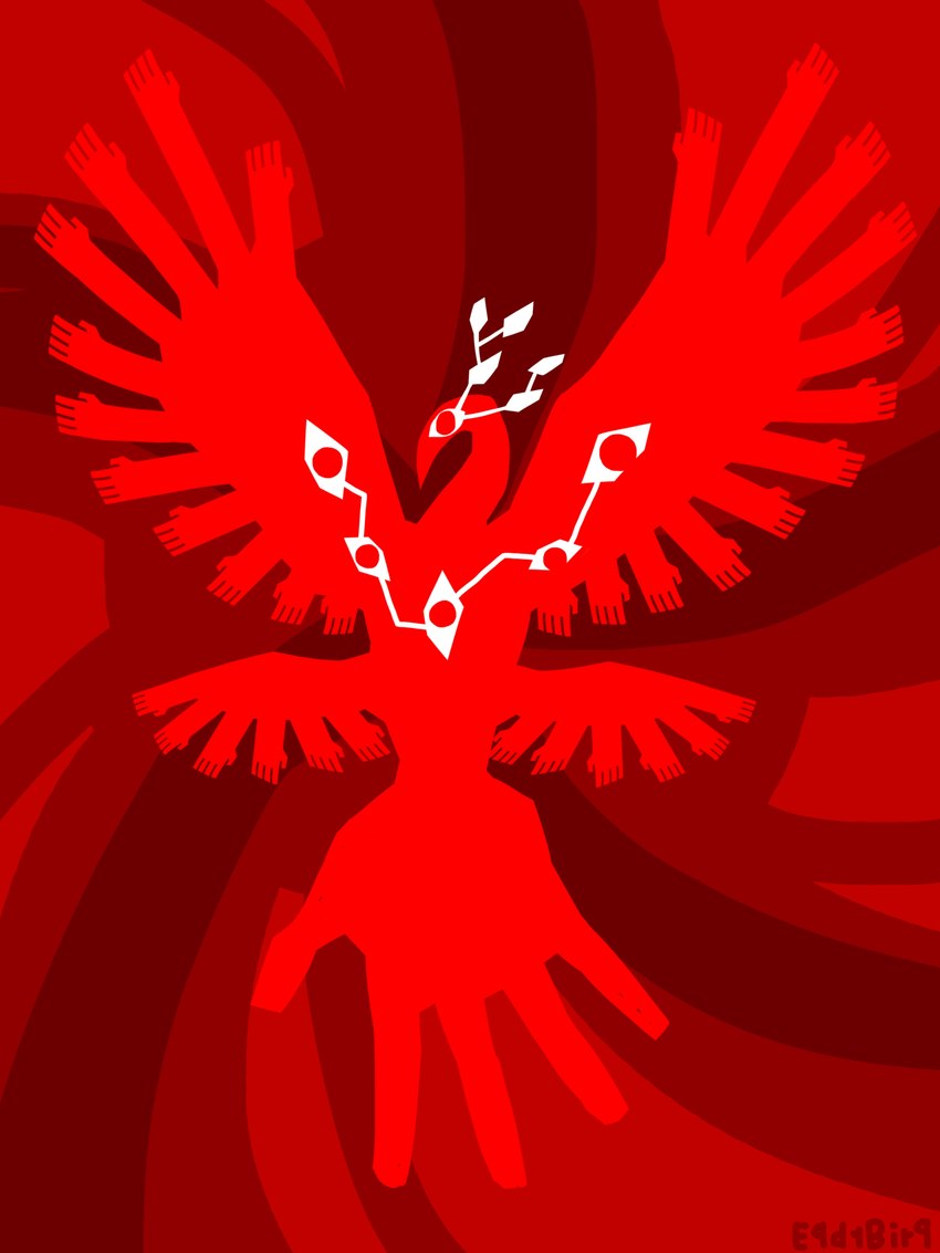 4_wings ambiguous_gender beak chest_eye closed_beak eyelashes feral flying front_view hand_wings mouth_closed multi_eye multi_hand multi_wing pattern_background red_background red_eyes red_hands red_tail red_text red_wings simple_background solo spread_wings star-shaped_background tail tail_hand text unusual_anatomy unusual_tail white_eyelashes winged_arms wings eddybird scp_foundation scp_foundation_japanese_branch scp-444-jp avian bird 2021 3:4 absurd_res artist_name colored digital_drawing_(artwork) digital_media_(artwork) hi_res monochrome red_and_white signature