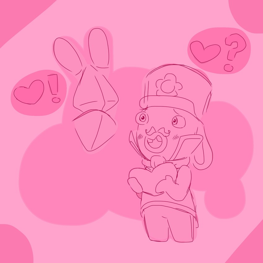 anthro blush blush_lines buckteeth clothed clothed_anthro clothed_male clothing coat ears_down exclamation_point eyeless facial_hair featureless_feet feet female fur hat headgear headwear heart_symbol holding_object holidays interspecies long_ears machine male male_anthro mitten_hands mouthless mustache noseless pink_background pink_body pink_clothing pink_coat pink_facial_hair pink_fur pink_hat pink_headwear pink_mustache pink_topwear pivoted_ears question_mark simple_background smile smiling_at_another speech_bubble standing teeth thin_eyebrows topwear color-cacophony mario_plus_rabbids_sparks_of_hope raving_rabbids rayman_(series) ubisoft valentine's_day jeanie_(mario_plus_rabbids) sullivan_(mario_plus_rabbids) lagomorph mammal rabbid robot 1:1 2024 colored_sketch digital_drawing_(artwork) digital_media_(artwork) english_description hi_res pink_theme sketch female_(lore)