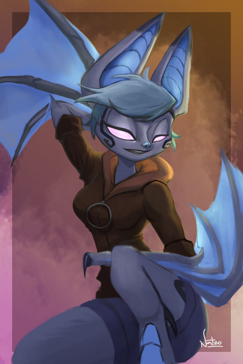 action_pose anthro bat_wings blue_hair blue_nose blue_wings bottomwear breasts clothed clothing female fur grey_body grey_fur hair hoodie membrane_(anatomy) membranous_wings pink_eyes pose shorts solo topwear winged_arms wings heyits_nat dreamkeepers vanth bat mammal 2:3 absurd_res hi_res