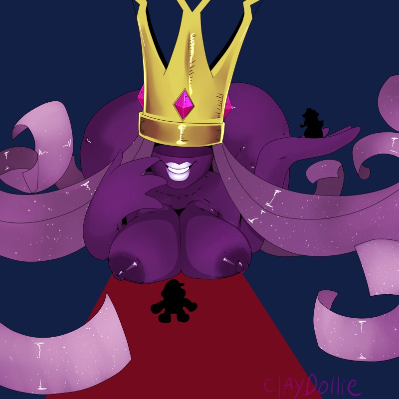 big_breasts breasts female hair lipstick long_hair lying makeup not_furry nude solo wide_hips abitriskay mario_bros nintendo paper_mario mario shadow_queen demon ghost humanoid shadow_siren spirit 1:1 hi_res