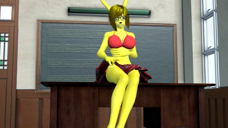 alternate_species anthro bikini bikini_top bottomwear clothing desk eyewear female first_person_view furniture glasses humanoidized looking_at_viewer pokemorph sitting skirt solo swimwear table teacher two-piece_swimsuit sumeriandragon nintendo pokemon pokemon_snap_xxx generation_1_pokemon humanoid mammal pikachu pokemon_(species) 16:9 3d_(artwork) digital_media_(artwork) hi_res source_filmmaker_(artwork) widescreen