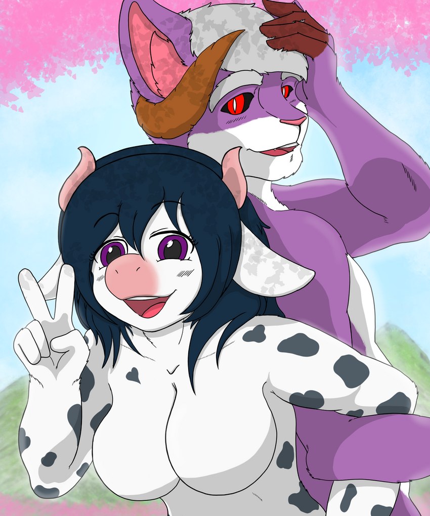 anthro duo female interspecies male male/female romantic romantic_couple levidos bovid bovine cattle mammal unknown_species 5:6 hi_res