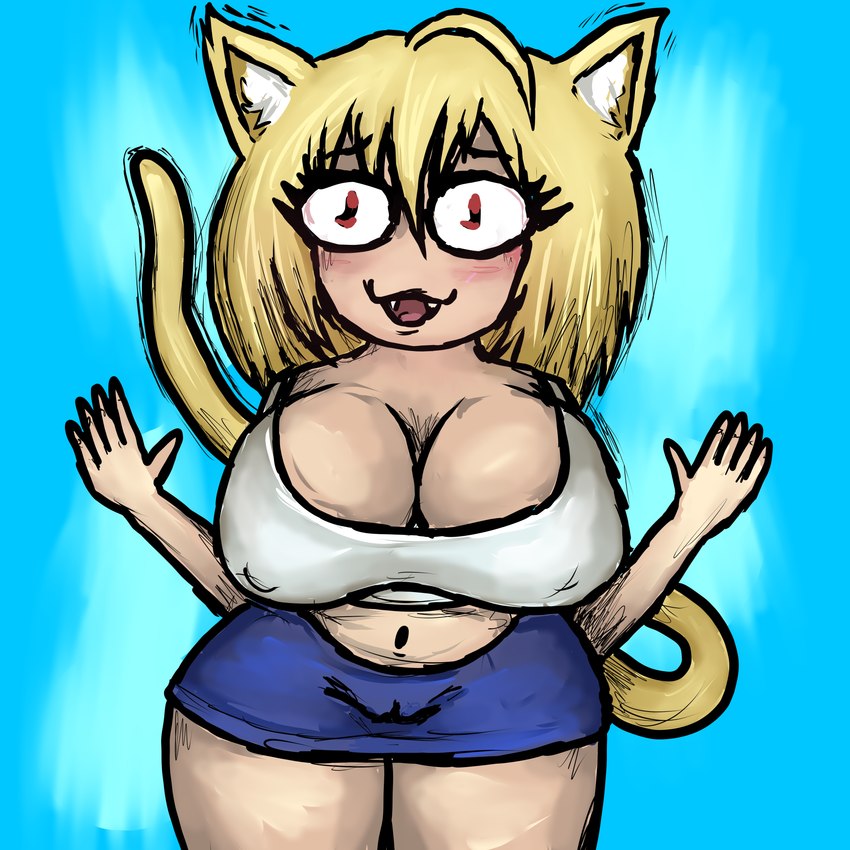 belly big_breasts blonde_hair blush breasts camel_toe cat_tail embarrased_horny embarrassed fangs female hair inner_ear_fluff monster_girl_(genre) pointy_ears prick_ears red_eyes slightly_chubby slightly_chubby_female solo teeth thick_thighs tuft noxdec tsukihime type-moon neco-arc animal_humanoid cat_humanoid felid felid_humanoid feline feline_humanoid human humanoid mammal mammal_humanoid 1:1 absurd_res hi_res