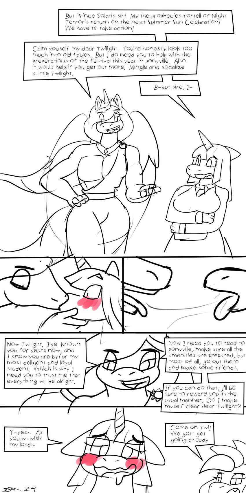 anthro blush blush_lines comic_panel crossgender female forced forced_kiss forced_oral kissing male oral questionable_consent sex tail text dirtymac dubious friendship_is_magic hasbro my_little_pony mythology prince_solaris princess_celestia_(mlp) spike_(mlp) twilight_sparkle_(mlp) dragon equid equine horse mammal mythological_creature mythological_scalie pony scalie 1:2 absurd_res black_and_white comic cover cover_art cover_page english_text hi_res monochrome