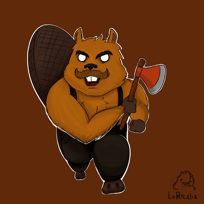 anthro axe buckteeth clothed clothing male melee_weapon muscular muscular_anthro muscular_male open_mouth simple_background solo teeth weapon lupelongo don't_starve klei_entertainment cursed_woodie lucy_(don't_starve) woodie_(don't_starve) beaver mammal rodent werebeaver werecreature wererodent 1:1 2017 digital_media_(artwork) hi_res