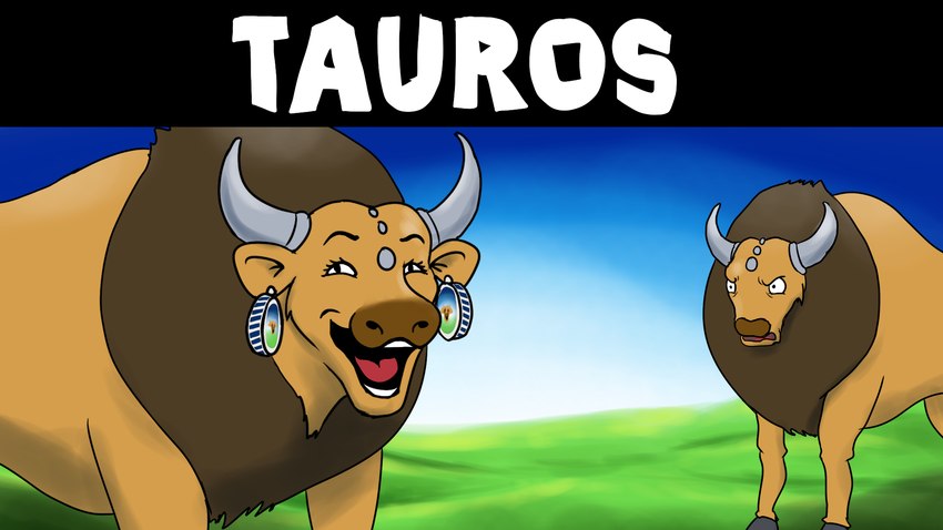 ambiguous_gender black_eyes brown_body duo ear_piercing ear_ring feral horn open_mouth piercing ring_piercing smile teeth tongue ergomancy bel_group nintendo pokemon the_laughing_cow generation_1_pokemon pokemon_(species) tauros 16:9 hi_res widescreen